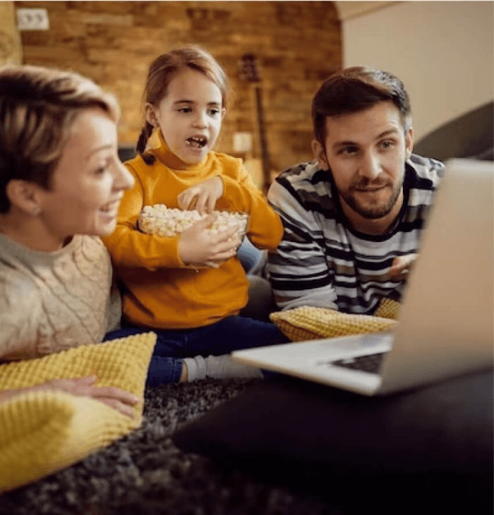 Family watching TV